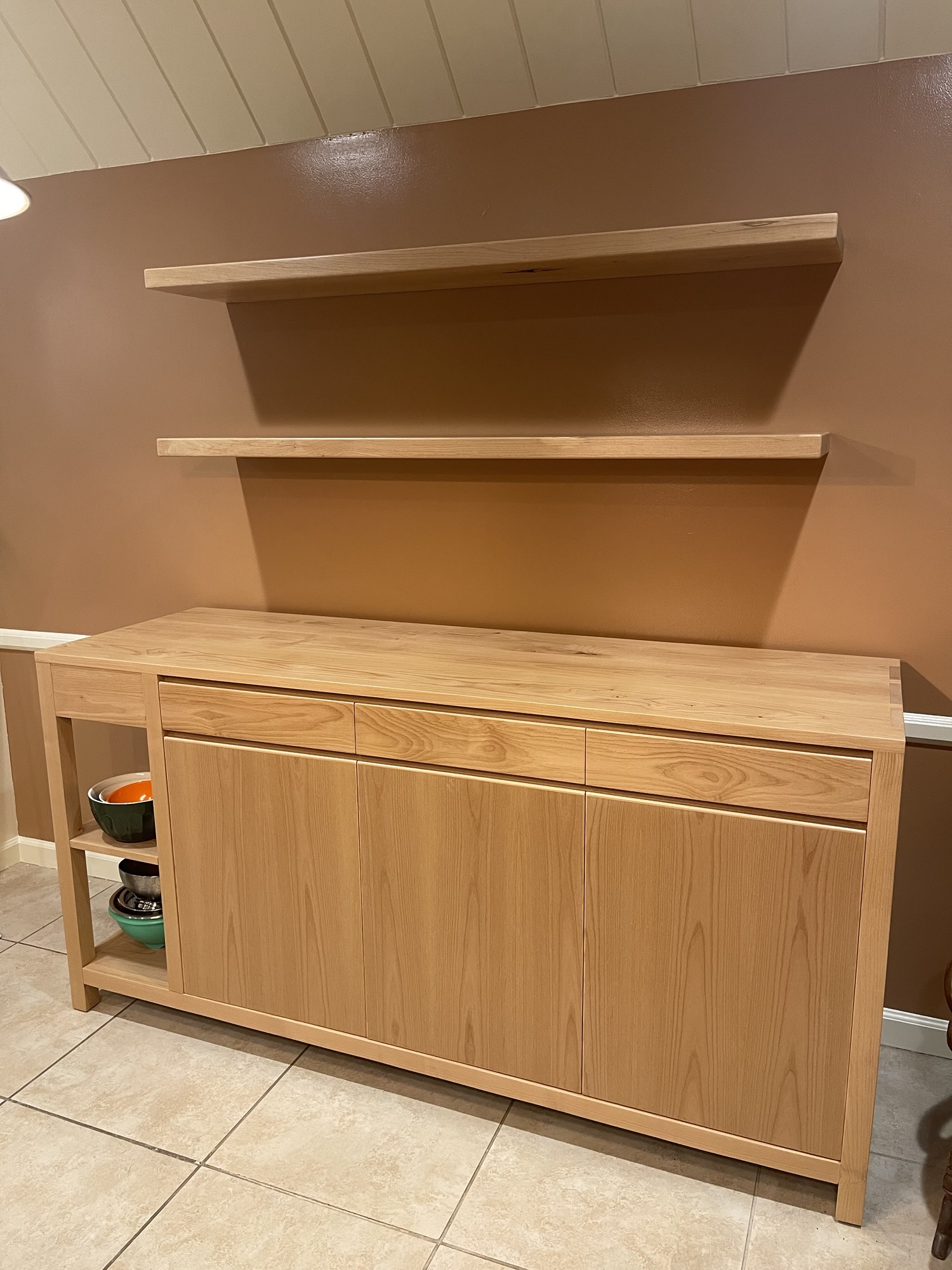 Alder Sideboard & Floating Shelves. – In a modern Scandinavian Style